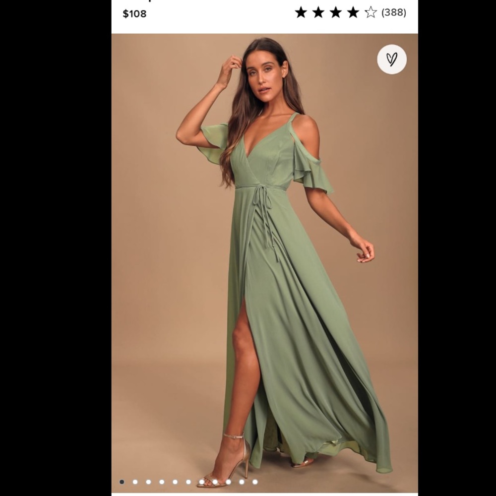 Sage Green Cold-Shoulder Wrap Maxi Dress